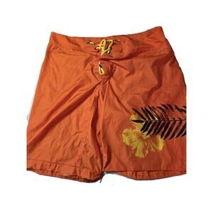 RLX Ralph Lauren Mens Polyester Shorts XL Orange With Drawstring RN 41381